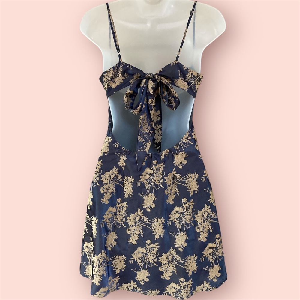 Bobbles & Lace Floral Bustier Satin Bow Women’s Slip Mini Dress Small EUC - Picture 8 of 9